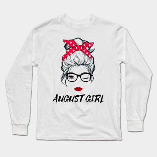 August Girl Woman Lady Wink Eye  Face Birthday Gift Long Sleeve T-Shirt